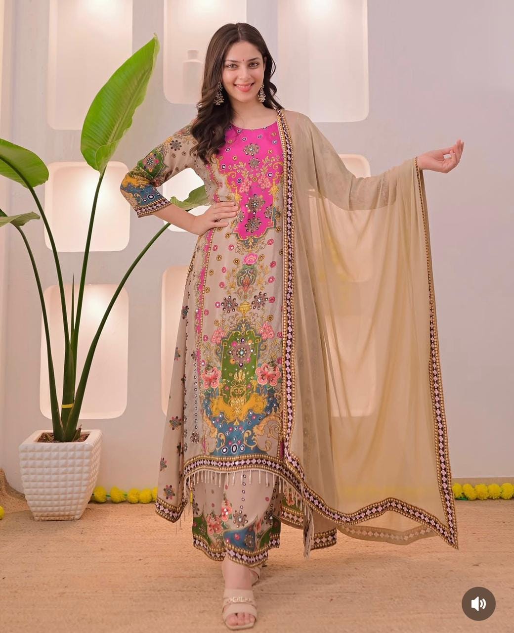 NOORI ANARKALI ROUND PLAZO SET